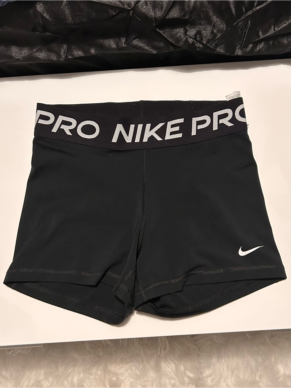 Nike Pro Black Women's Bike Shorts with White Swoosh